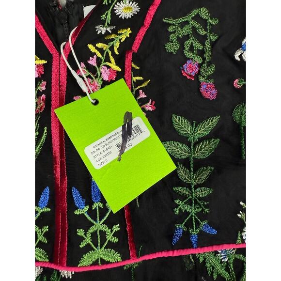Sam Edelman Botanical Sheer Midi Dress Black with Floral Embroidery Size 0 $168 - Picture 15 of 16